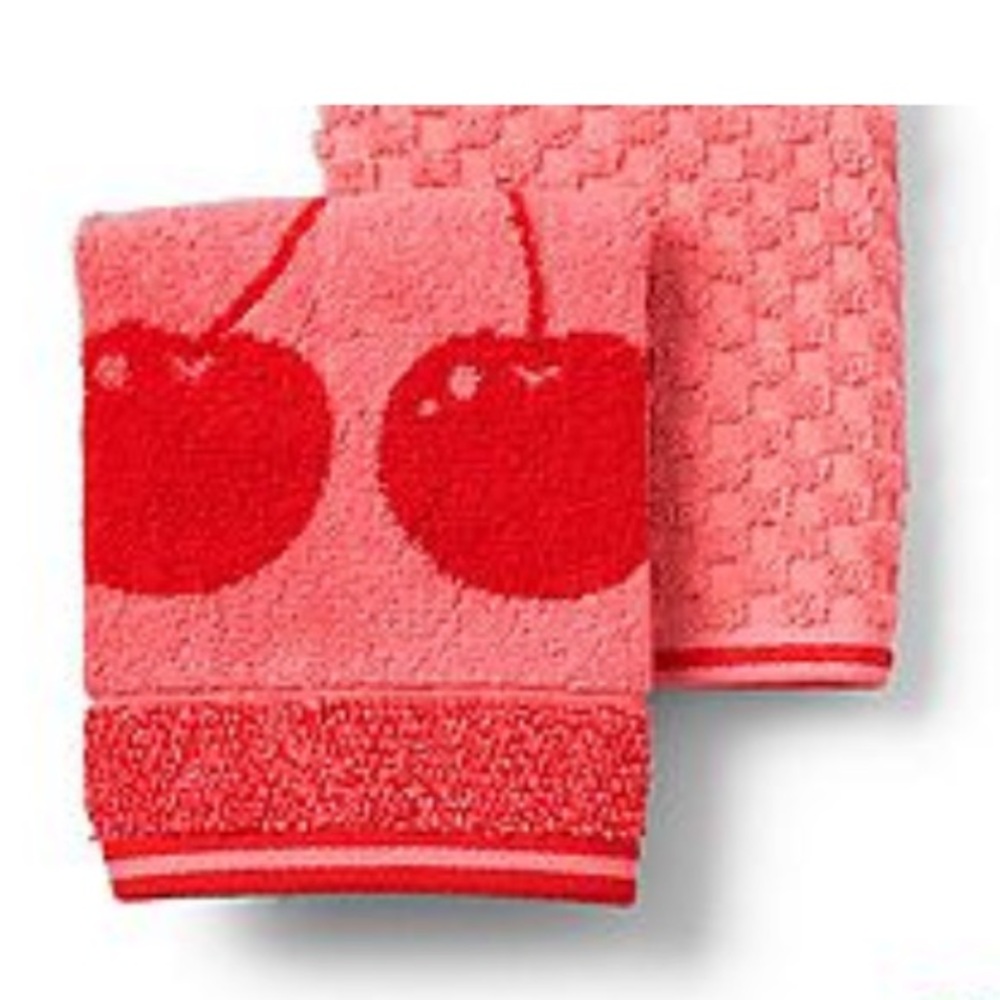 Pink and Red Cherry 2- Washcloths